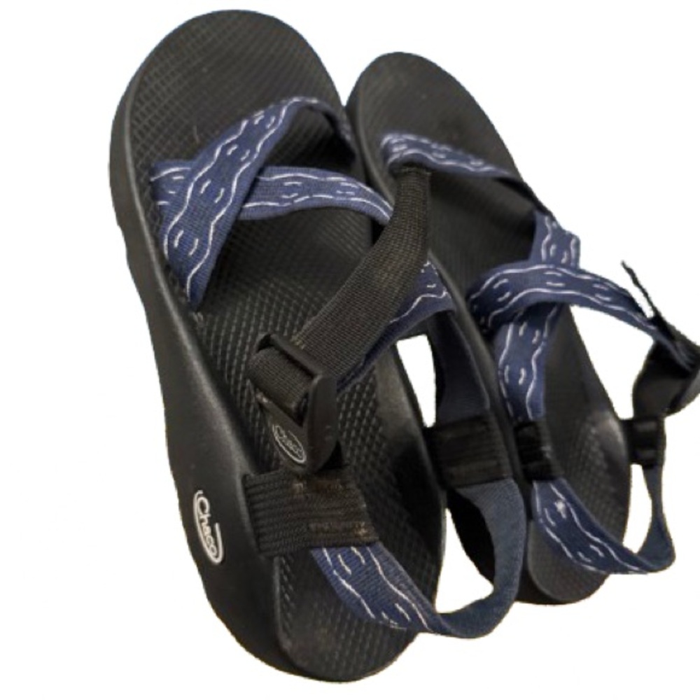 Chaco Black and Blue Sandals with Patterned Straps - Picture 2 of 4